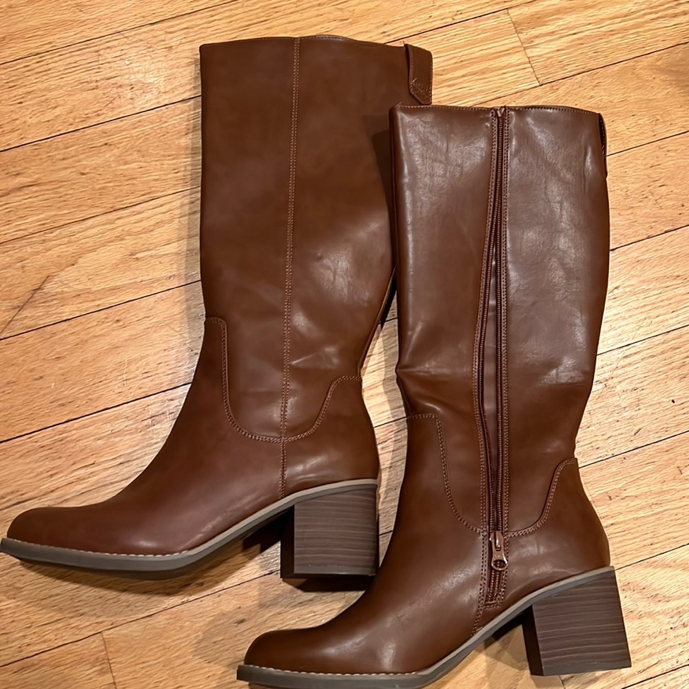 Brown knee high boots